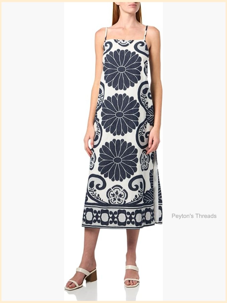 Square Neck Maxi Dress With Floral Pattern, Zipper Closure, Jacquard Fabric